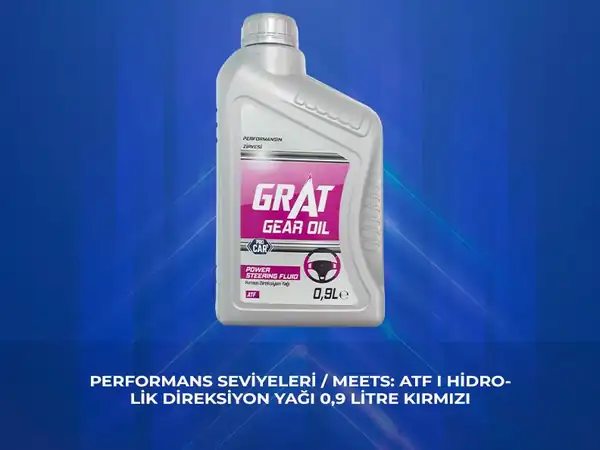 GRAT 600002 | ATF İ Hidrolik Direksiyon Yağı 0 9 Litre Kırmızı 12 Adet