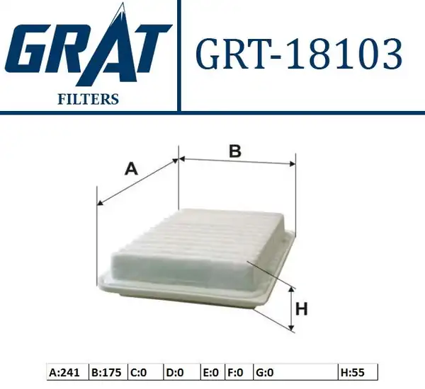 GRAT 18103 | Hava Filtresi Corolla 07 13 Auris Avensis 09 12 Rav 4 Verso 09 1 33 1 4 1 6 Vvt-I Benzinli