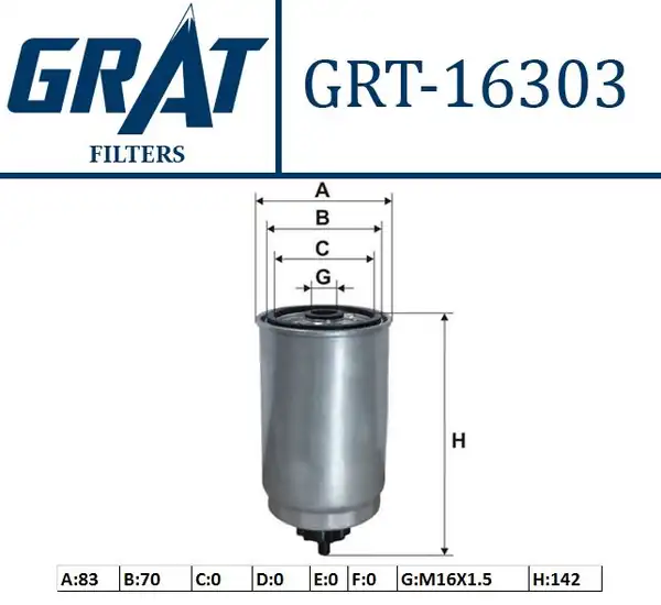 GRAT 16303 | Mazot Filtresi Hyundai Accent 03 06 Admıre Getz 02 1 5 CRDI