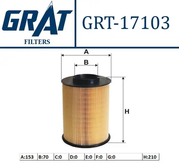 GRAT 17103 | Hava Filtresi Yuvarlak Ford Focus C-Max 1 6tdci 04 Volvo S40 V50 C30 V40 08 Bnz Dsl