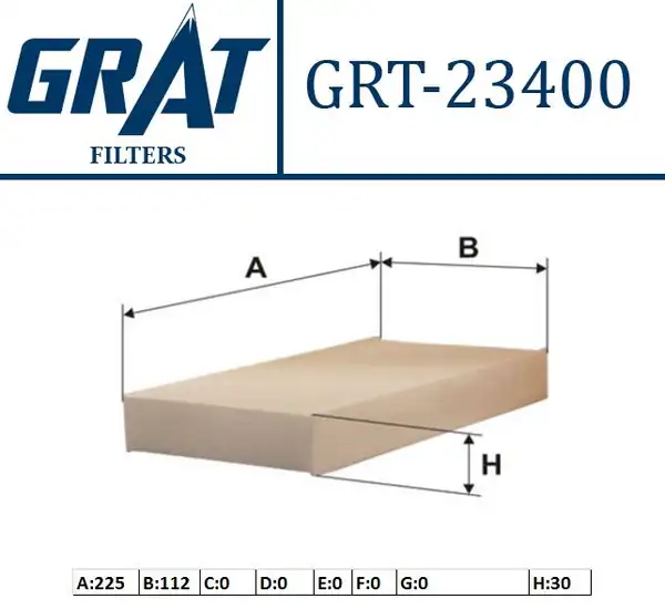 GRAT 23400 | Kabin Filtresi Honda Civic 01 06 Hrv 99 06 CRV 02 06 Çiftli