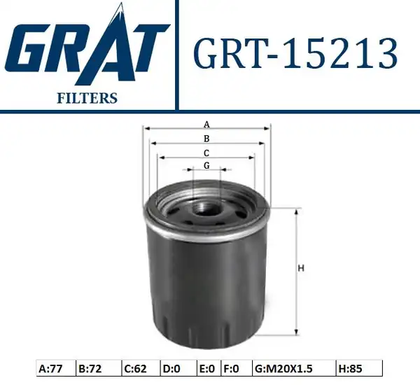 GRAT 15213 | Yağ Filtresi VW Polo 1 4tdi 2014 Audi A1 1 4tdi 14 Skoda Fabia 1 4tdi 14