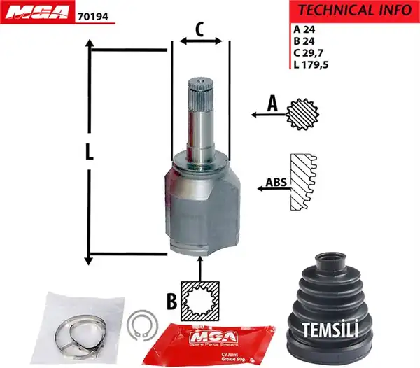MGA 70194 | Aks Kafası İç Sol Kovan Fiat Linea 1 3 JTD 05
