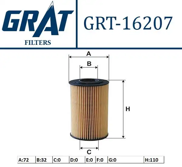 GRAT 16207 | Yağ Filtresi Eleman Tip Hyundai Santafe Sonata Tucson Kia Magentis Sportage 2 0 2 2 CRDI 06