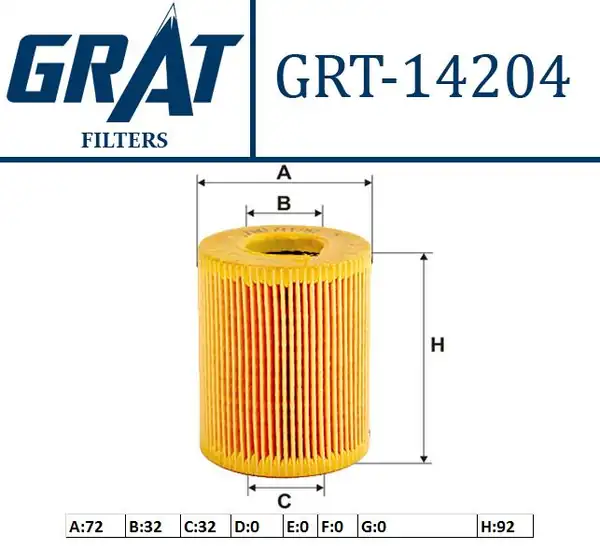 GRAT 14204 | Yağ Filtresi Mann Tipi Opel Astra G Combo B C Y17dt Z17dth