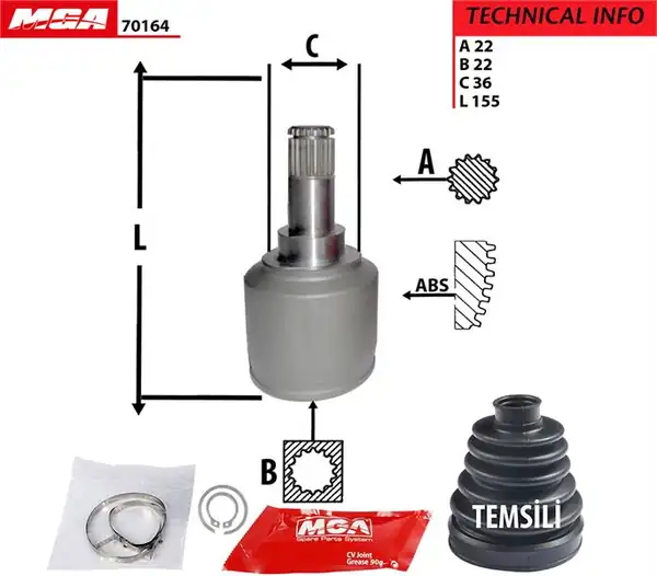 MGA 70164 | Aks Kafası İç Sağ Sol Mafsalli Fiat Albea Palio 1 2 1 4 1 6 Benzinli 03 07