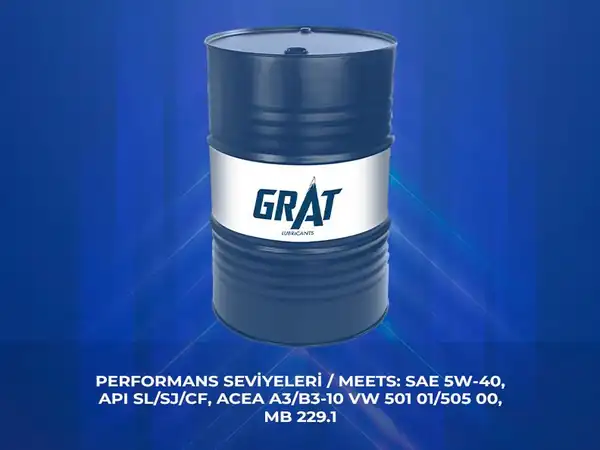 GRAT 605400 | Motor Yağı 180 Kg Varil 5w 40 Tam Sentetik Api Sl Cf