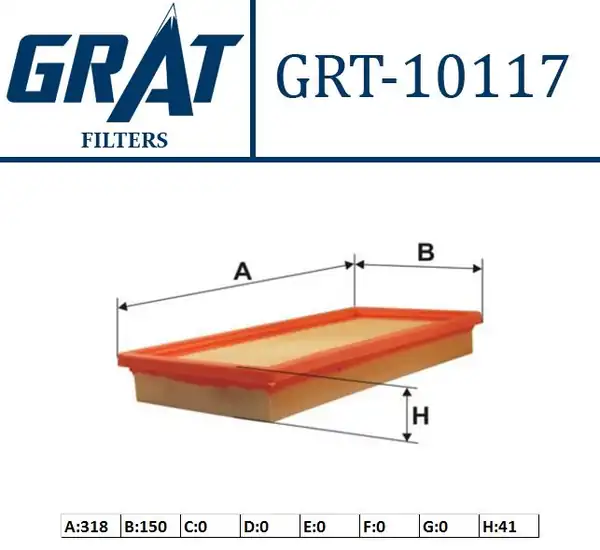 GRAT 10117 | Hava Filtresi Fiat Bravo II 1 4 07 Doblo 1 4 10 Punto 1 4 Punto Evo 1 4 12 Egea 1 2 1 4 Benz