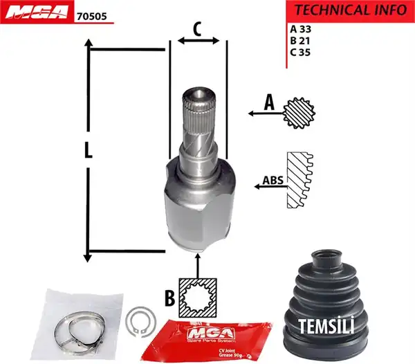MGA 70505 | Aks Kafa İç R L Mitsubishi Colt 04 10 1 3 1 5 Benzinli M-T 33 21 35