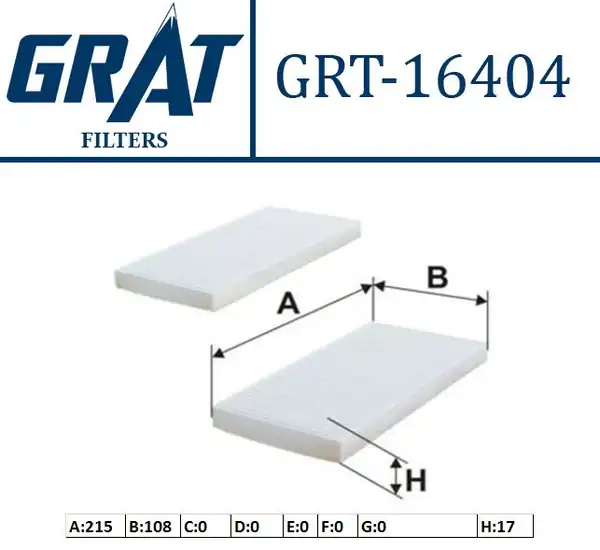 GRAT 16404 | Kabin Filtresi Çiftli Kia Spotage 2 0 04 Sorento 2 5 CRDI 02 Hyunda Tucson 2 0 04 10