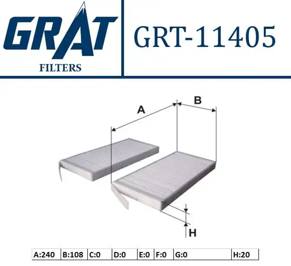 GRAT 11405 | Kabin Filtresi Çiftli Renault Kangoo 1 5 dCi 1 6 16v Master IV 2 3 dCi Opel Movano B 2 3 CDTI
