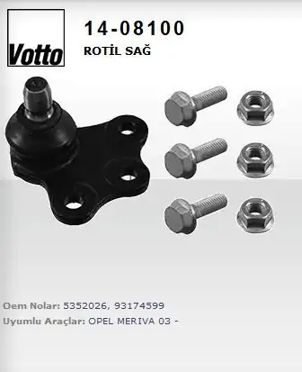 VOTTO 14-08100-14 | 08100 Rotil Sağ Opel Meriva 99 03