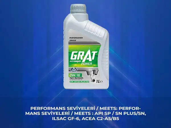 GRAT 601601 | Motor Yağı 1 Litre 0w16 Tam Sentetik Api Sp Sn Plus İlsac Gf 6b 12 Adet