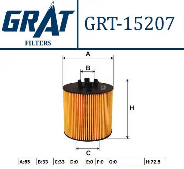 GRAT 15207 | Yağ Filtresi Volkswagen Golf V Jetta Passat Polo Audi A3 Skoda Fabia 1 4 1 6fsi