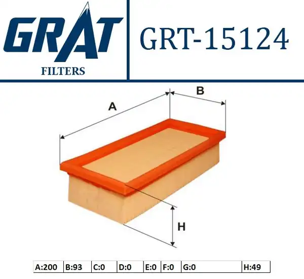 GRAT 15124 | Hava Filtresi Volkswagen Golf İ Golf II Golf Cabrio