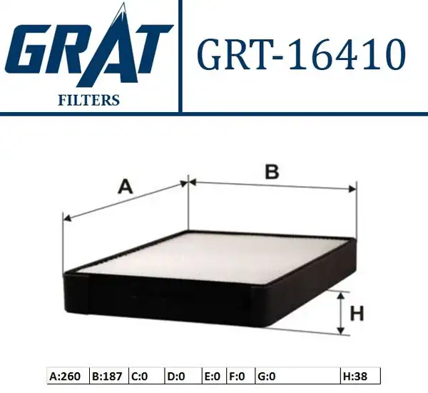 GRAT 16410 | Kabin Filtresi Hyundai Santafe 00 05 Sonata 98 04 Sorento 02
