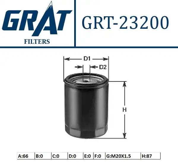 GRAT 23200 | Yağ Filtresi Honda Accord 90 03 Civic 88 00 CRV Jazz II