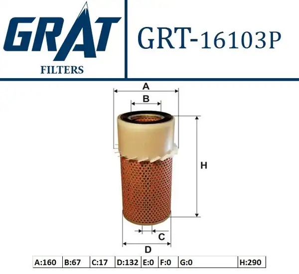 GRAT 16103P | Hava Filtresi Pervaneli Hyundai H100 Mınubus Mitsubishi L300