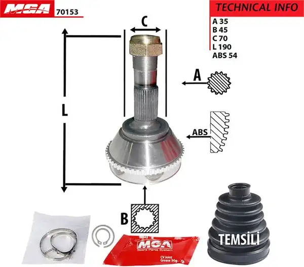 MGA 70153 | Aks Kafası Dış ABS li Peugeot Boxer Citroen Jumper Fiat Ducato 18q 35 45 70