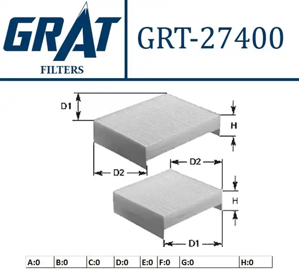 GRAT 27400 | Kabin Filtresi Çiftli Takım Alfa Romeo 147 1 6ts 156 1 6 16v Ts
