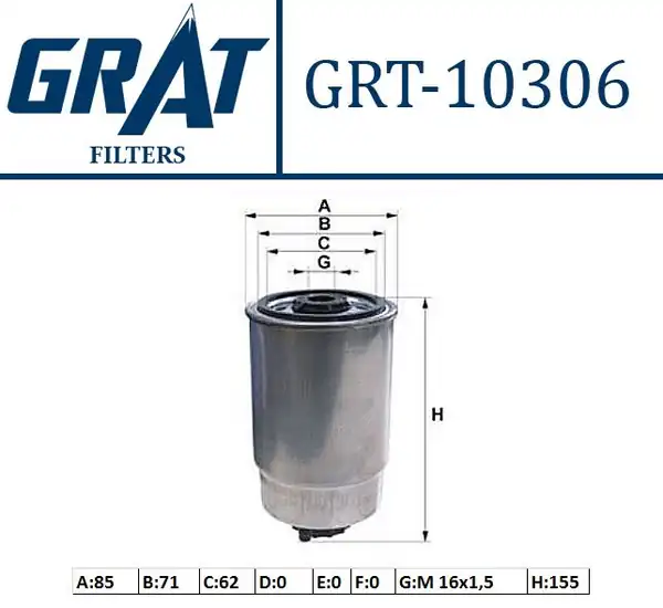 GRAT 10306 | Yakıt Filtresi Fiat Ducato Peugeot Boxer Citroen Jumper 2 5d Accent Era Getz Dar Delik
