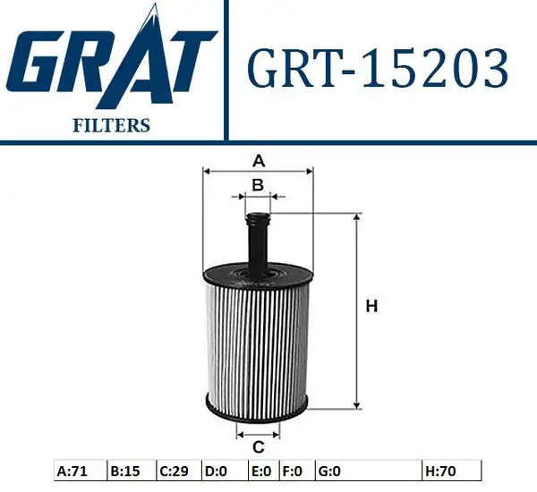 GRAT 15203 | Yağ Filtresi VW Caddy 04 11 Golf 04 14 Passat 06 11 Polo 02 10 Outlander 07 12 1 4 2 5 TDI