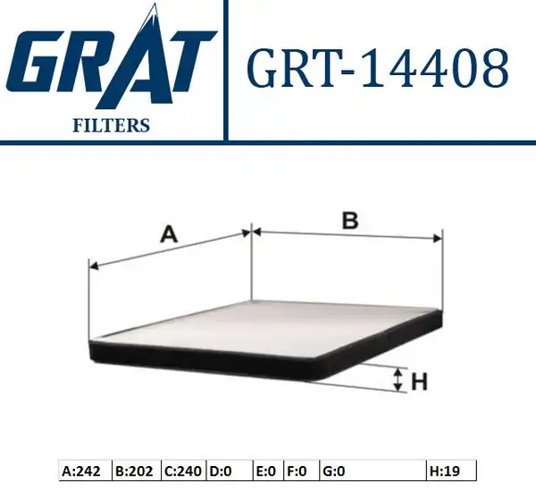 GRAT 14408 | Kabin Filtresi Opel Agila 00 07 Suzuki Ignıs 03