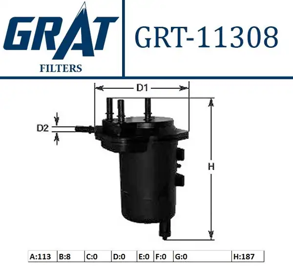 GRAT 11308 | Mazot Filtresi 80 100 BG Megane II Scenic II 1 5 K9k