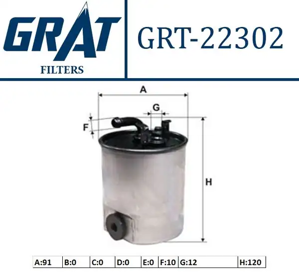 GRAT 22302 | Yakıt Filtresi Mercedes Sprinter Vito CDI Musluklu 00 06