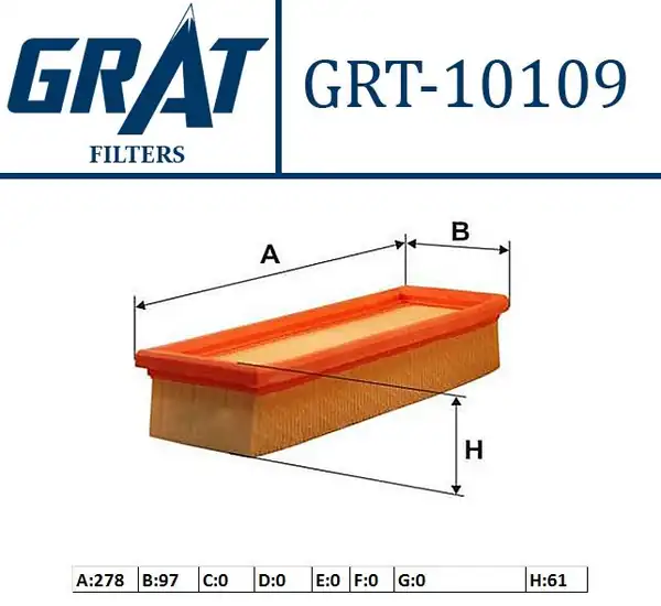 GRAT 10109 | Hava Filtresi Süngerli Fiat Doblo 1 4 16v 2005 2009 Idea 1 4 2004 2010