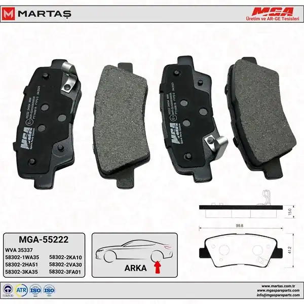 MGA 55222 | Balata Fren Arka Delikli