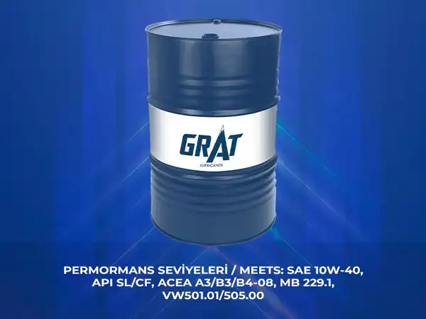 GRAT 610400 | Motor Yağı 180 Kg Varil 10w 40 Yarı Sentetik Api Sl Cf