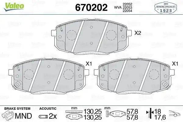 Valeo 670202 Fren Balata Ön Hyundai Kona 18 Kia Soul 15