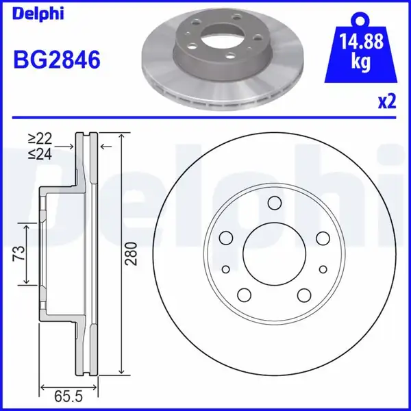 DELPHI BG2846 | Disk Ön Citro N Fiat Peugeot Boxer Ducato Jumper 94