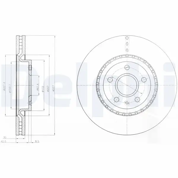 DELPHI BG9068 | Ön Fren Diski Opel Insignia A 08 17 337mm 5 Bijon