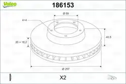 VALEO 186153 | Disk Ön Doblo Albea Marea 1.9 1.3 1.8