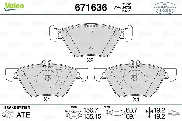 Valeo 671636 Fren Balata Ön Mercedes W210 E280 E310 98 03