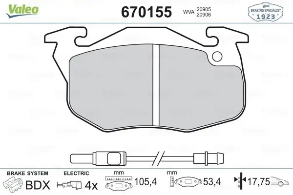 VALEO 670155 | Fren Balata Ön Peugeot 106-306 1.4-1.5D R9 R11 R18 R19 R21 Clio I