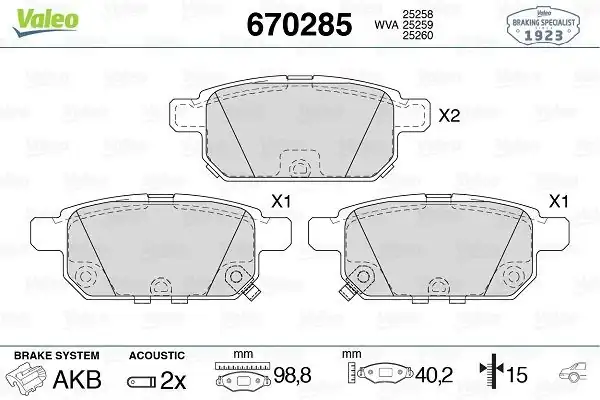 Valeo 670285 Fren Balata Arka Suzuki Swift 2011 2013 Baleno 16 Sx Cross 13 Vitara 16