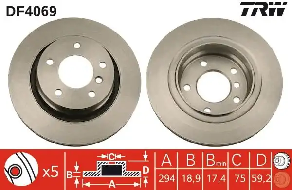 TRW DF4069 | Fren Diski Arka Bmw E46 5d Havalı 294mm 98 05