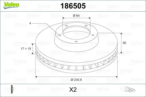 Valeo 186505 Fren Diski Ön Justy 95 03 Alto 95 Swift Sf310 90 Havalı 231mm