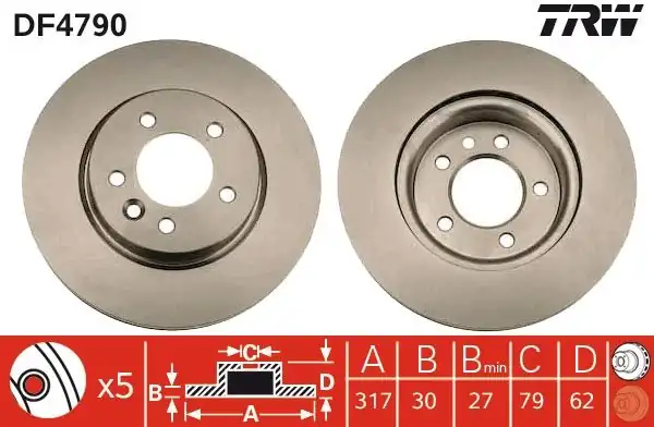 TRW DF4790 | Disk Ön Land Rover Discovery III IV Range Rover Sport 2 7 4 0 4 4 2004 2016
