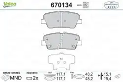 VALEO 670134 | Fren Balata Arka Hyundai Santa Fe 06-12/Genesis 11-/Kia Sorento 09-