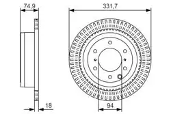 BOSCH 0986479T90 | Disk Arka Mitsubishi Pajero V9 07-, 3.2 DI-D, havalı 331-6/332-6 | 2 Adet