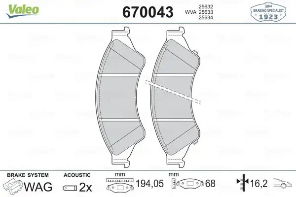 Valeo 670043 Ön Fren Balata Takımı Ford Ranger 2 2 TDCI 4 4 2011