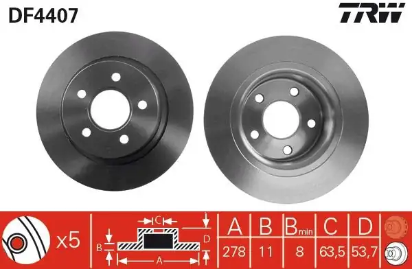 TRW DF4407 | Arka Fren Diski Ford Connect 1 8 TDCI Dı 02 13 1 Adet