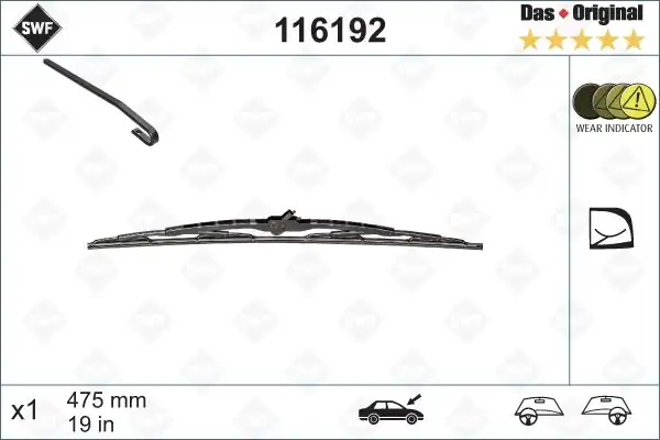 Valeo 116192 Silgi Süpürgesi Tek Sağ Audi A3 VW Bora Golf 4 Polo 47 5cm Eğri
