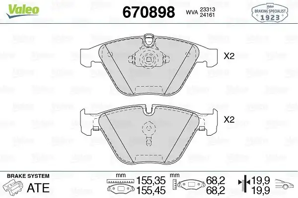 Valeo 670898 Fren Balata Ön Bmw E90 E93 X1 E84 3 Serisi 05 11