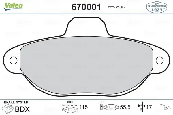 Valeo 670001 Fren Balata Ön Fiat 500 Siena Albea Linea Doblo Cargo Fiorino Bravo II Panda Punto