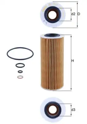 MAHLE OX177-3D | Yağ Filtresi BMW 3-5 Serisi E46-E90 / E60 / X3 E83 / X5 E70 / X6 E71 M57 3.0 D 2003-2016